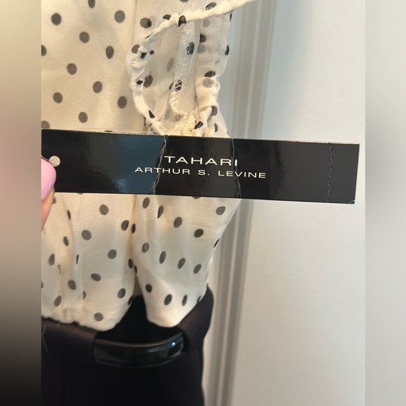 Tahari Elegant Black and White Polka Dot Women's Dress Size 10 - Picture 5 of 9